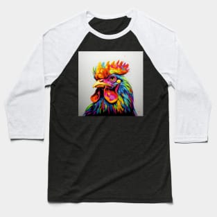 Colourful Rooster Baseball T-Shirt